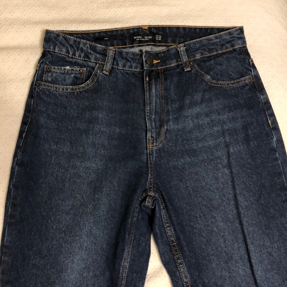 Bershka dark wash mom jeans